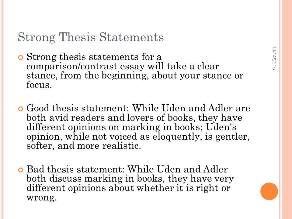 Writing a good thesis statement for a compare contrast essay